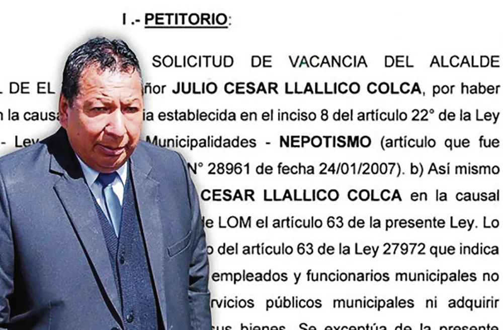 POR PRESUNTO NEPOTISMO: PIDEN VACANCIA DE ALCALDE JULIO CÉSAR LLALLICO