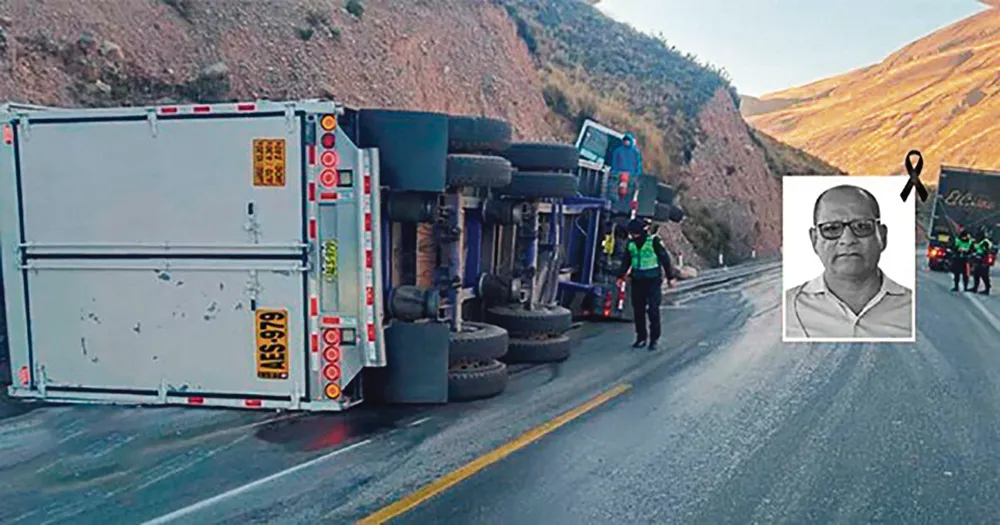 EN LA CARRETERA CENTRAL: TRÁILER VUELCA Y APLASTA A CHOFER MUNICIPAL