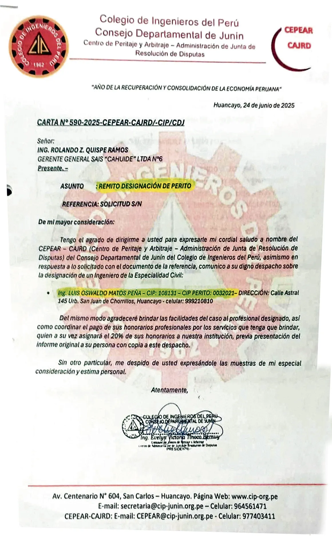 POR ORDEN DEL GOBIERNO REGIONAL DE JUNÍN Y LA DIRECCIÓN REGIONAL DE AGRICULTURA: COLEGIO DE INGENIEROS DEL PERÚ-JUNÍN DELIMITIRÁ CON HITOS, PROPIEDAD DE LA SAIS CAHUIDE LTDA. N° 6 EN EL FUNDO LA FLORIDA-HUAYUCACHI Y ANEXOS QUE CONSTA DE 43 HECTÁREAS CON 8.150 M2.