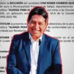 POR SENTENCIA CONDENATORIA: SACAN DE CARRERA ELECTORAL A CANDIDATO A LA ALCALDÍA DE SATIPO