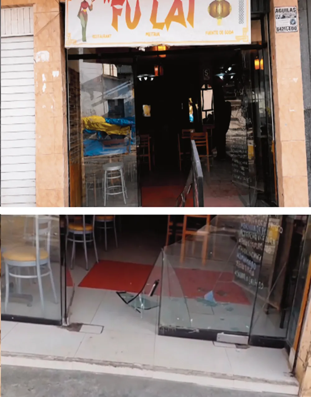 YANACANCHA: EBRIO DESTROZA PUERTA DE CHIFA Y COMENSALES FUGAN