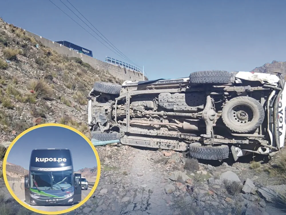 EN LA CARRETERA CENTRAL: CAMIONETA VUELCA TRAS ESQUIVAR ÓMNIBUS VARADO